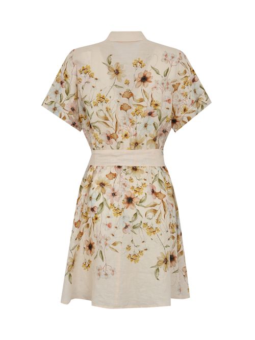 Abito Joseline in lino con stampa floreale Beige Mc2 Saint Barth | JOSELINE06489H LINEN FLOWER TEA 10